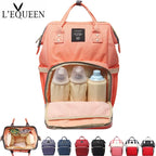 Large capacity Lequeen mummy diaper bag backpack by Nova Mart, featuring multiple compartments for travel and baby essentials.