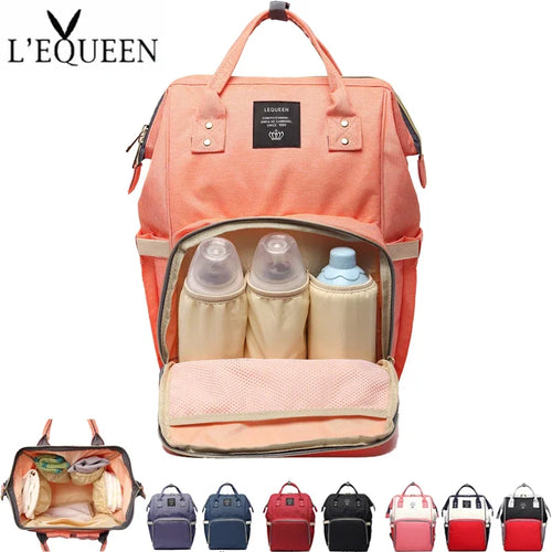 Lequeen Large Capacity Mummy Diaper Bag – Durable Polyester 40x15x25cm
