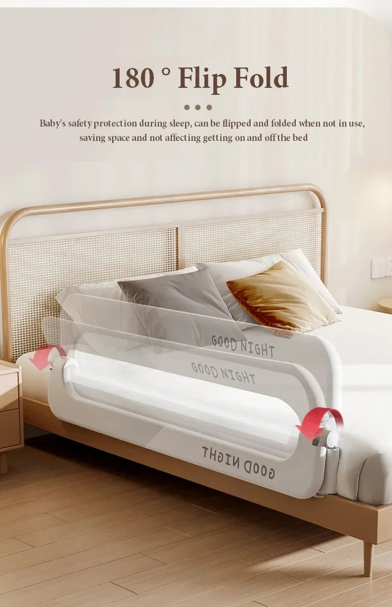 Adjustable IMBABY Baby Bed Rail Guard by Nova Mart, safety barrier preventing falls on a child's bed.