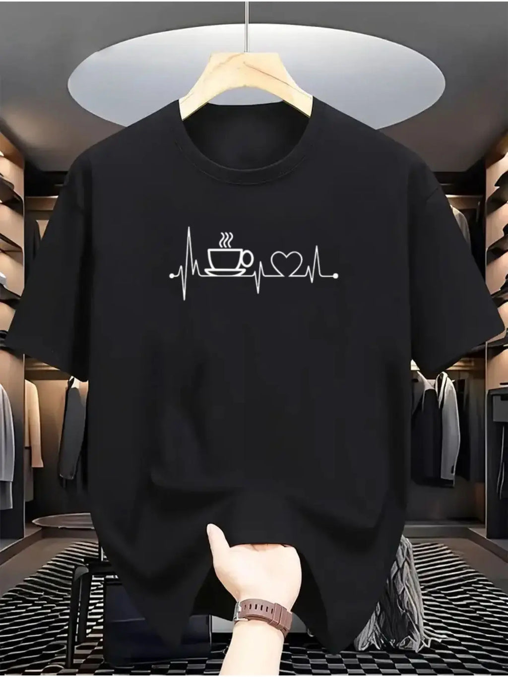 Men's Y2K street T-shirt by Nova Mart featuring retro letter print and pure cotton fabric, casual men's fashion top.