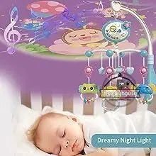 Baby crib mobile with lights, music, and projection from Nova Mart, featuring colorful hanging toys and remote control functionality.