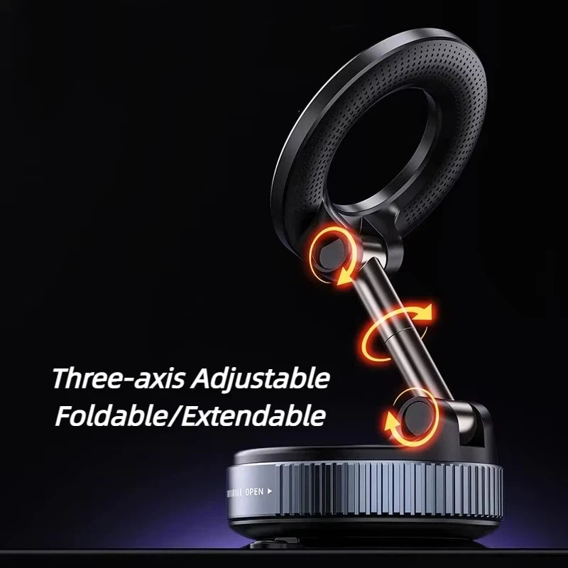 Rotating Folding Magnetic Phone Holder Vacuum Suction Mag Stand for Car Navigation Gym Kitchen - Universal GPS Streaming Bracket - Image 3