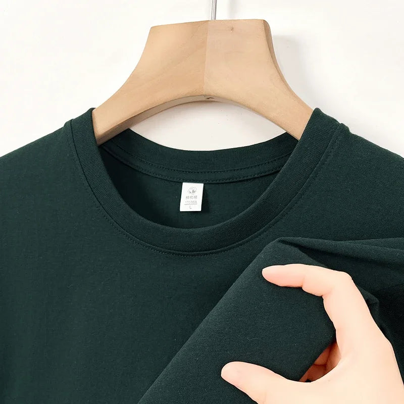 Men's casual cotton T-shirt with round neck from Nova Mart, featuring a simple, comfortable design in neutral color.