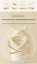 Soft cotton newborn swaddle blanket with bunny ears from Nova Mart, perfect for hospital and baby wrapping.