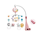 Baby crib mobile with lights, music, and projection by Nova Mart, featuring colorful plush toys and a remote control for easy operation.