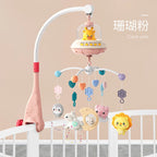 Baby crib mobile with lights, music, and projection by Nova Mart, featuring colorful plush toys and a remote control for easy operation.