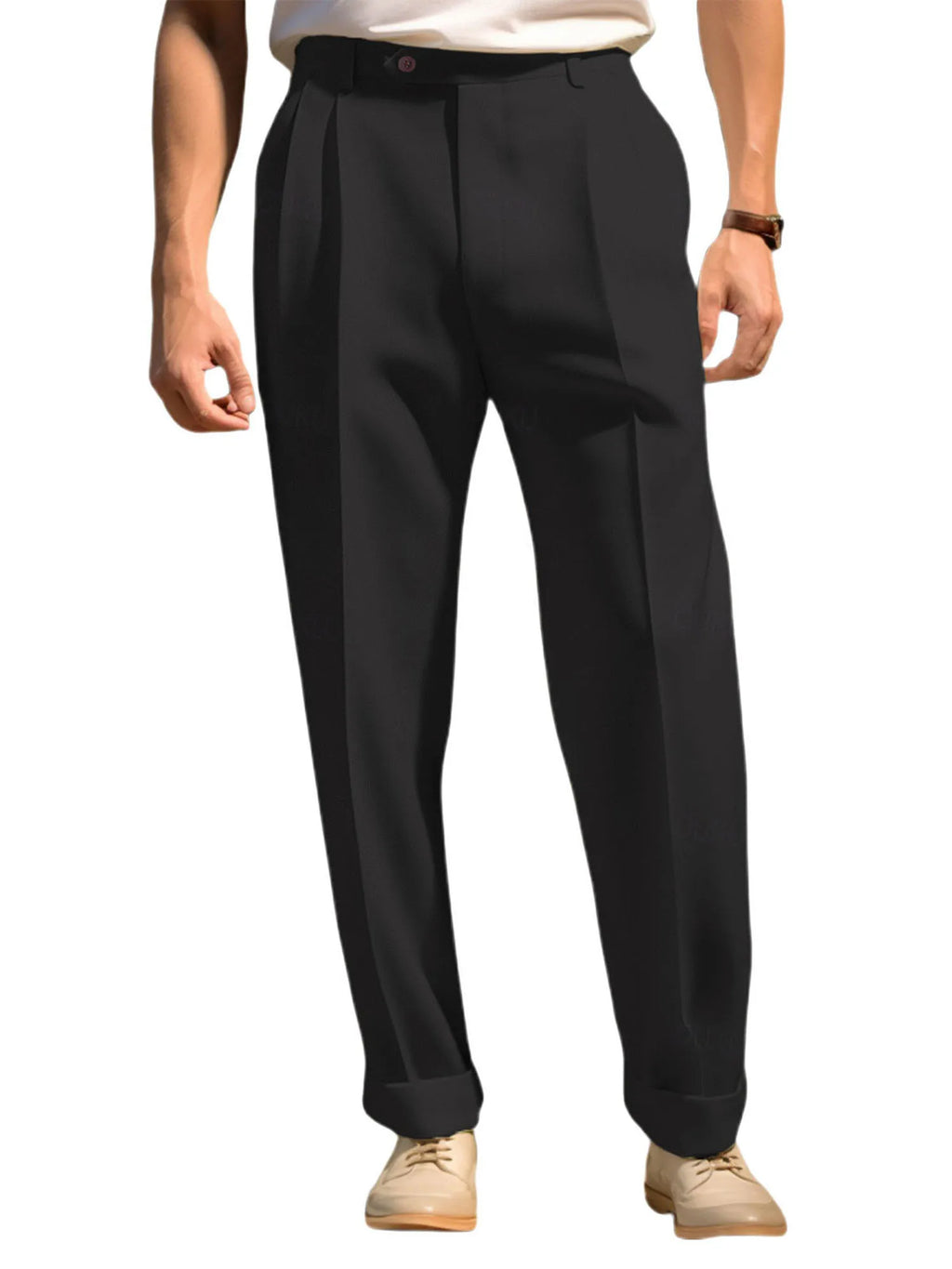 Men's slim fit formal dress pants in solid color from Nova Mart, tailored for a sleek and professional business look.