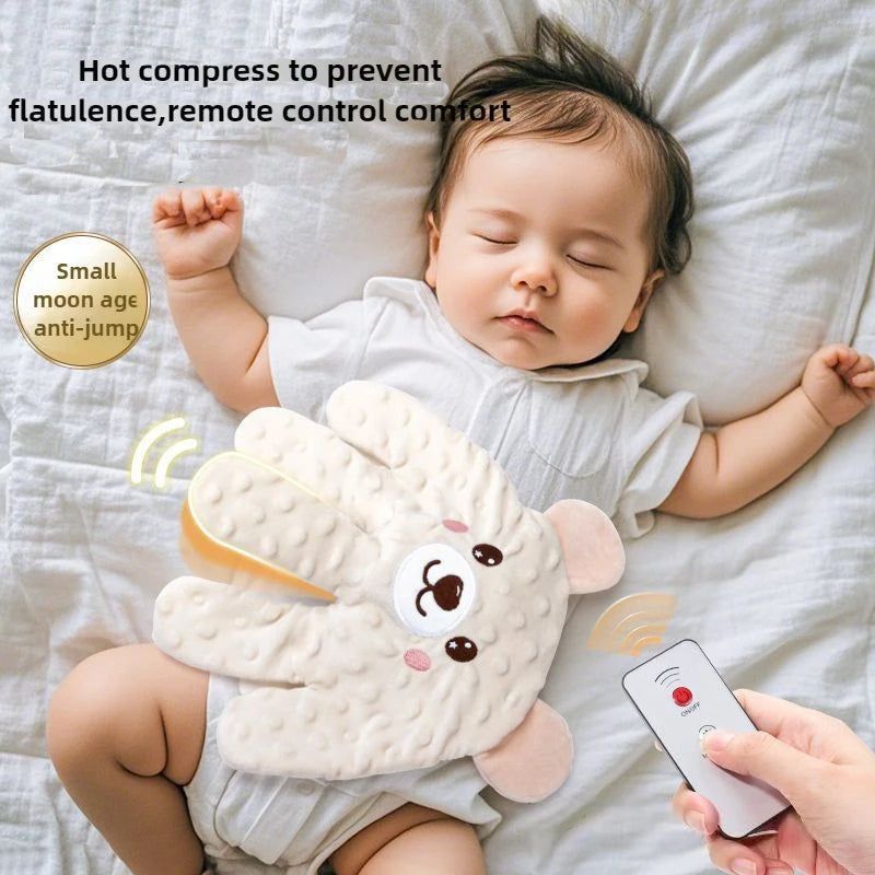 Baby sleep aid palm pillow by Nova Mart with remote control, designed to soothe infants and promote restful sleep.