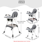 Portable Nova Mart baby high chair with toy rack and double dinner plates, featuring a convertible design and safety straps.