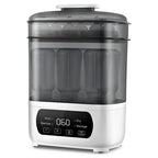 Nova Mart 4-in-1 baby bottle sterilizer and dryer with LED touch control, auto shut-off, suitable for all bottle types.