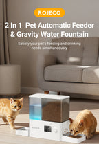 ROJECO 2In1 Automatic Pet Feeder Gravity Water Fountain 8.5L Button Version Auto Cat Kibble Dispenser with Water Refill Drinker - Image 7