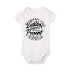 Baby boy's short sleeve summer romper from Nova Mart with "Happy Birthday Daddy" print, perfect for birthday celebrations.