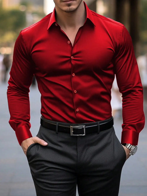 Men's Red Formal Dress Shirt – Long Sleeve