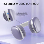 Purple Nova Mart wireless Bluetooth over-ear headphones with HiFi sound, built-in mic, and memory card slot.