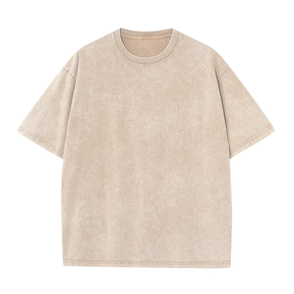Men's oversized vintage washed cotton T-shirt by Nova Mart, relaxed streetwear style, shown in a casual fit.