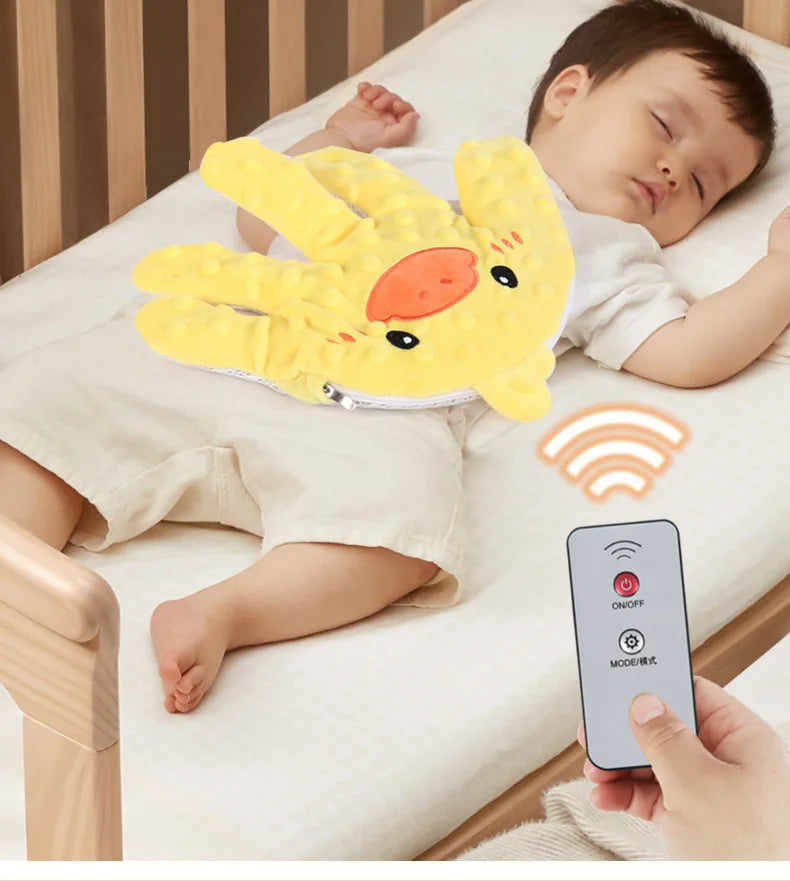 Baby sleep aid palm pillow with remote control by Nova Mart, designed to soothe infants and promote restful sleep.