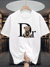 Cute bear print pure cotton unisex summer graphic T-shirt, men's fashion, featuring a playful bear design in a casual style.