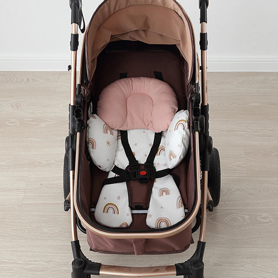 Nova Mart newborn stroller seat liner with baby head and neck support cushion, soft and comfortable stroller accessory.