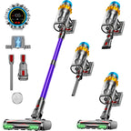 Nova Mart VAKERR X15 Pro cordless vacuum cleaner with 65Kpa suction, 650W motor, and 70-minute runtime, shown in use.