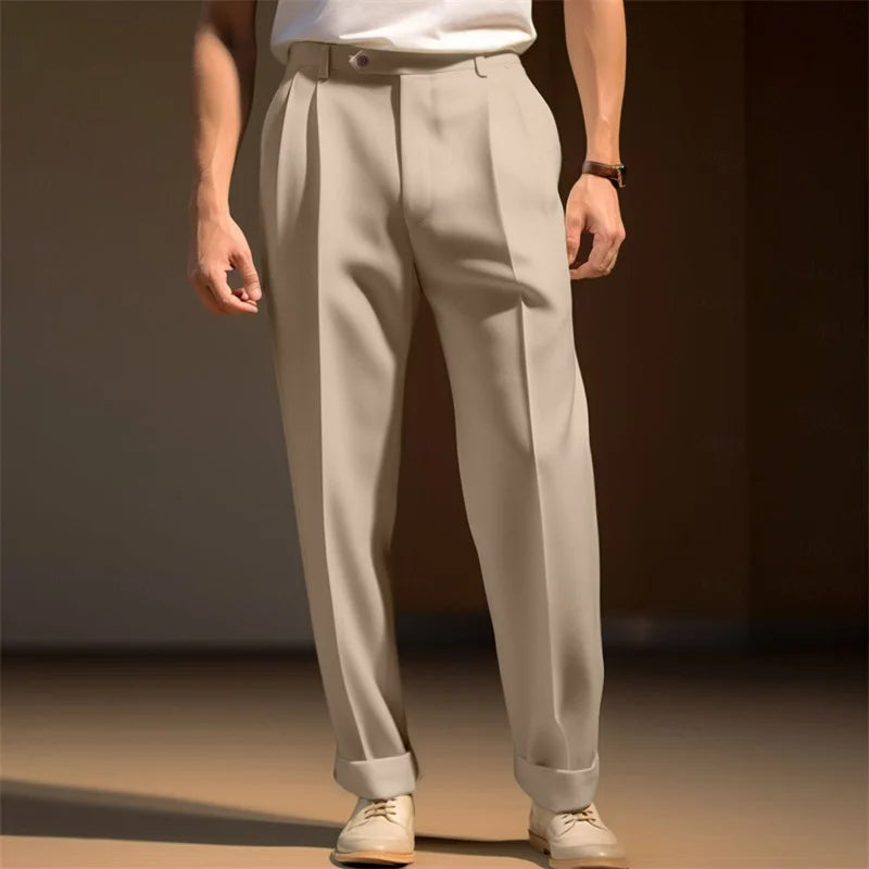 Men's slim fit formal dress pants from Nova Mart, solid color business trousers with a tailored fit, suitable for professional attire.