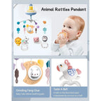Nova Mart baby crib mobile with lights, music, and projection, featuring a remote control for soothing entertainment for infants.