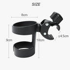 Nova Mart baby stroller cup holder with universal bottle and drink rack attached to a stroller for easy access.
