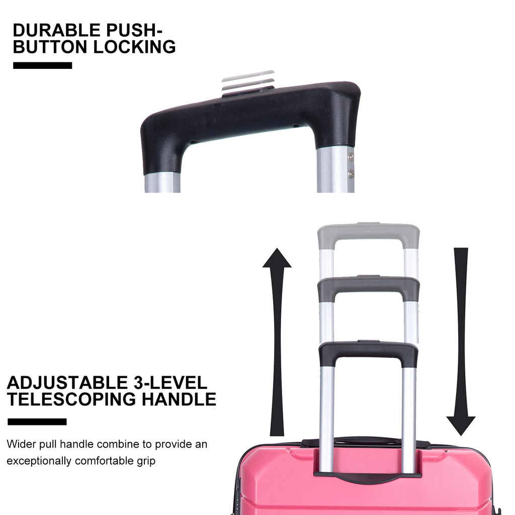Travelhouse 3-piece PP hardshell luggage set with TSA locks, featuring sturdy suitcases in black with handles and wheels.