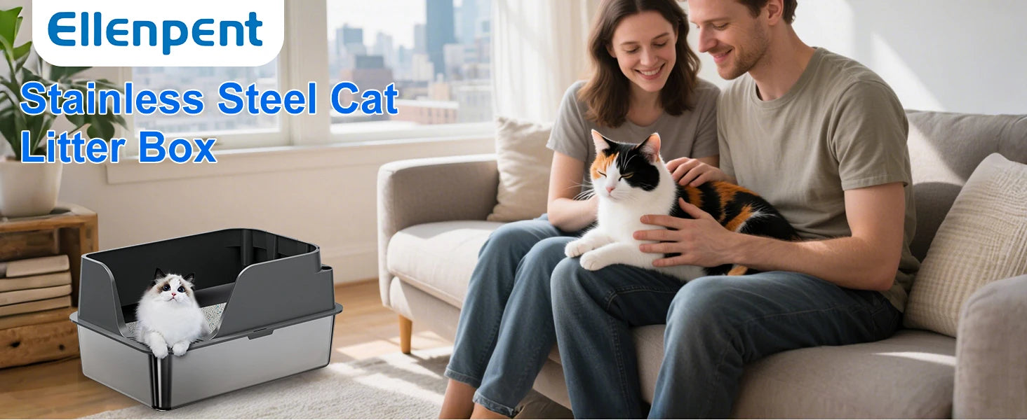 XL Stainless Steel Cat Litter Box – Side Opening Splash-Proof - Image 7