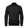 Men's loose solid color jacket with baseball collar by Nova Mart, featuring a casual fit and simple design.