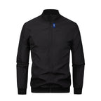 Men's loose solid color jacket with baseball collar by Nova Mart, featuring a casual fit and simple design.