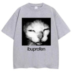 Vintage Y2K streetwear men's oversized T-shirt featuring a humorous cat meme, by Nova Mart.