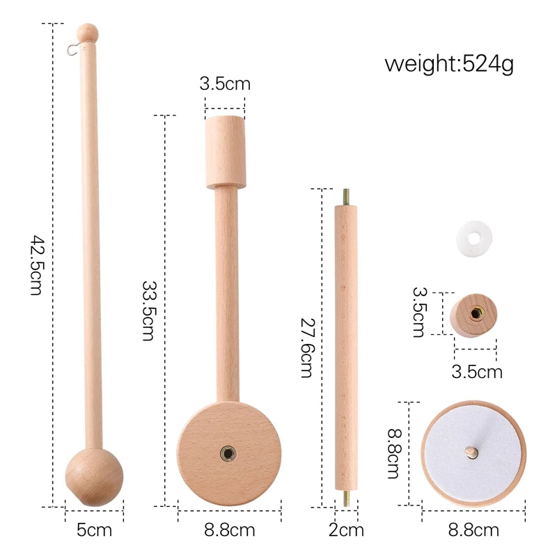 Wooden baby crib rattle toy with crochet bed bell bracket for infants 0-12 months, made by Nova Mart.