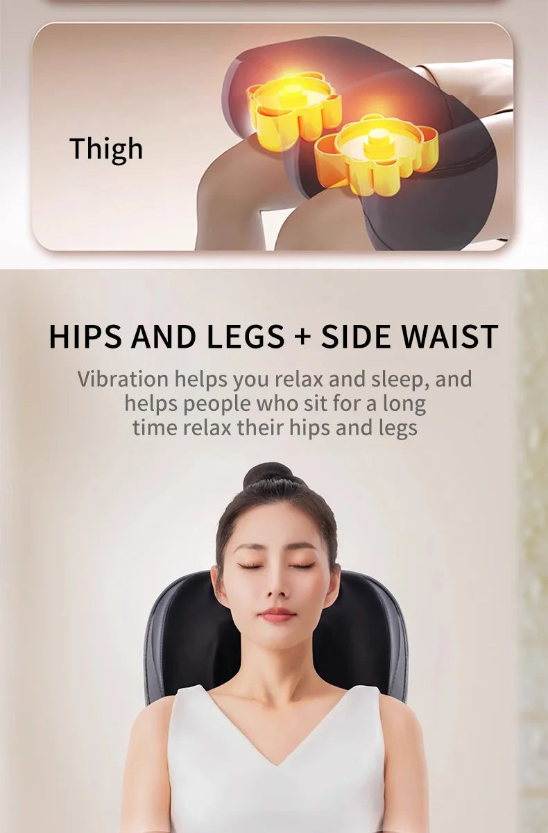 Nova Mart Shiatsu Neck and Back Massager with heat, 3D kneading chair pad relaxing massage for neck and back pain relief.