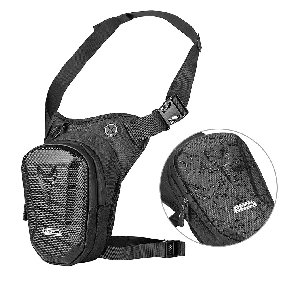Tactical waterproof motorcycle waist and leg bag by Nova Mart with multiple compartments for gear and accessories.