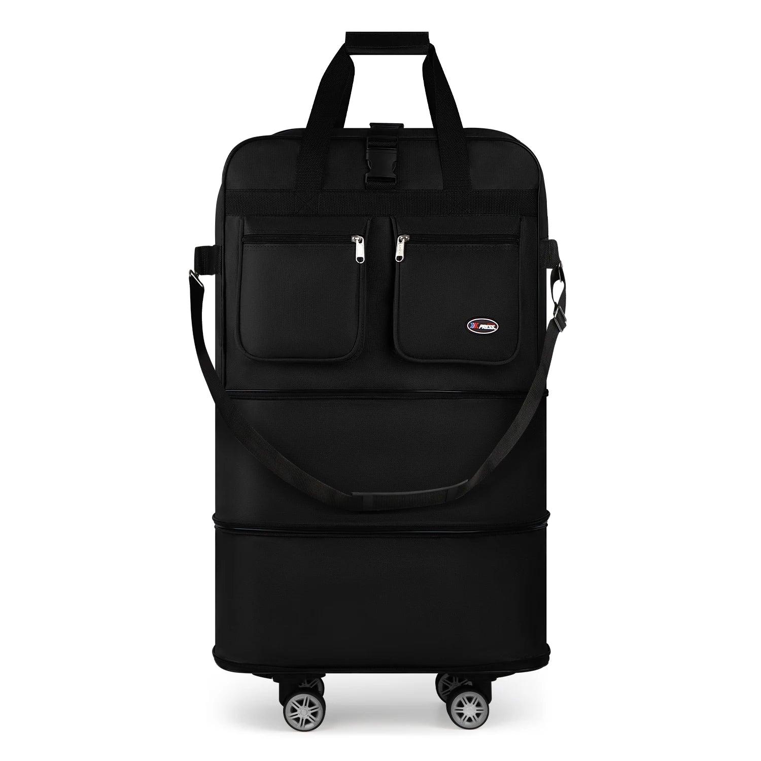 Foldable expandable Nova Mart rolling luggage bag in 30", 36", or 40" size with sturdy wheels and handle for travel.