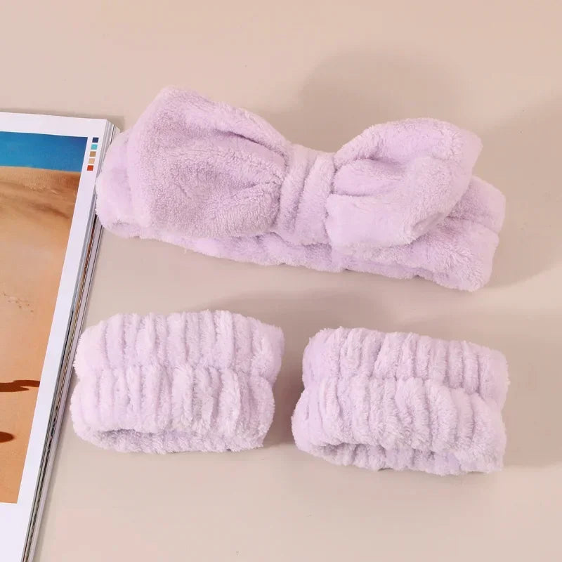 Spa Headband Wrist Towels Face Washing – Elastic Bow Highly Absorbent - Image 9