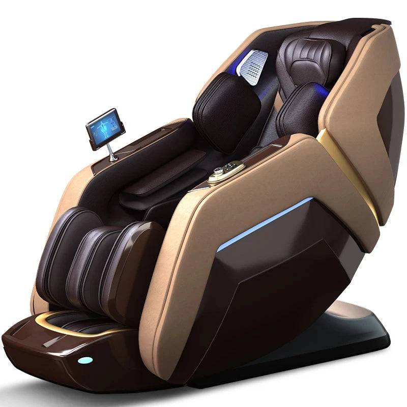 Nova Mart 4D Zero Gravity Massage Chair with voice control and Bluetooth, featuring a sleek design and comfortable upholstery.