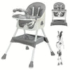 Foldable Nova Mart baby high chair with antislip pad and toy rack, showing the compact design and safety features.