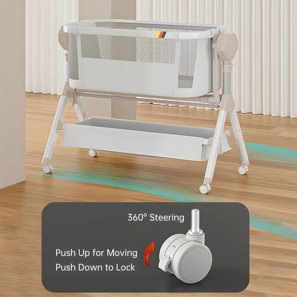 Automatic rocking baby bassinet by Nova Mart with built-in music and lights, ideal for newborns and infant sleep comfort.