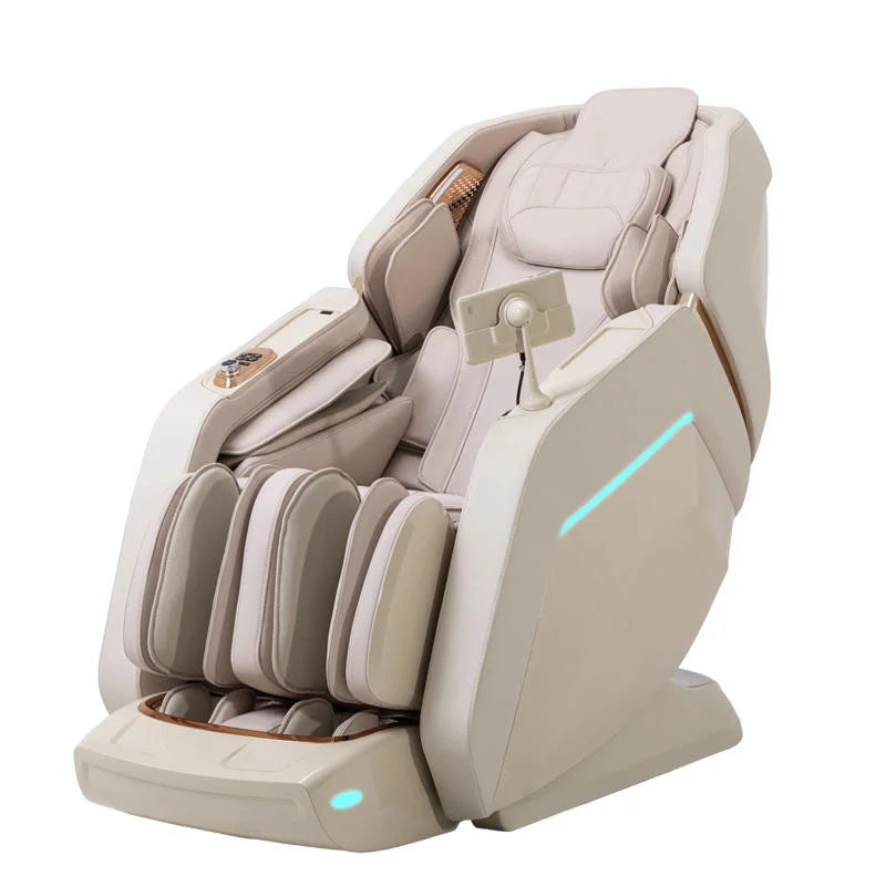 Nova Mart 4D Zero Gravity Massage Chair with voice control and Bluetooth, featuring adjustable reclining and modern design.