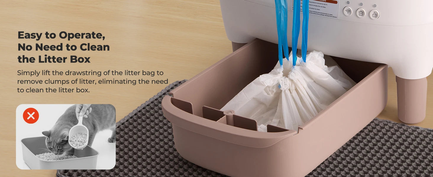 Self Cleaning Litter Box, Automatic Cat Litter Box with APP Control, Odor-Free  Large Waste Bin, Open-Top for Multi Cats - Image 8