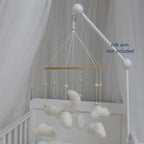 Nova Mart Boucle Clouds & Moon baby mobile in neutral nursery colors, felt mobile with soft cloud and moon shapes for crib decoration