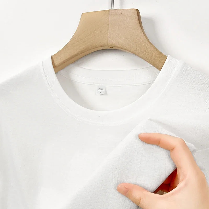 Men's Korean casual cotton round neck T-shirt by Nova Mart, front view showing soft fabric and classic fit.