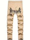 Men's street paint printed jeans by Nova Mart featuring bold hip-hop casual denim style and vibrant artwork on the fabric.