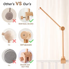 Baby wooden crib mobile with cloud-shaped hanging rattle toy and bracket, Nova Mart baby mobile for soothing nursery decor.