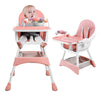 Portable Nova Mart baby high chair with toy rack and double dinner plates, showing its compact design and safety features.