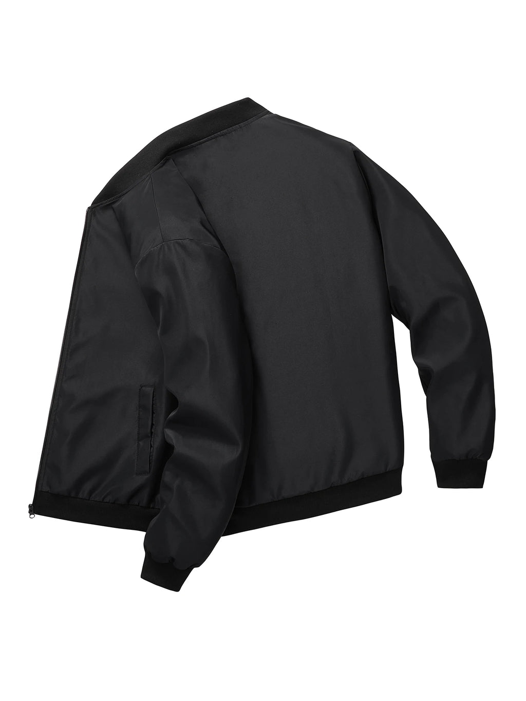 Men's loose solid color jacket with baseball collar by Nova Mart, showing front view with casual fit and lightweight fabric.