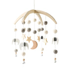 Wooden baby crib rattle toy with crochet bed bell bracket for infants 0-12 months, made by Nova Mart.