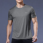 Men's high elastic ice silk T-shirt from Nova Mart, quick-dry fabric, lightweight and breathable for active wear.