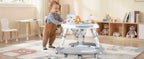 Nova Mart 4-in-1 safety baby walker with music, lights, and toy panel, featuring a sturdy frame and colorful interactive play features.